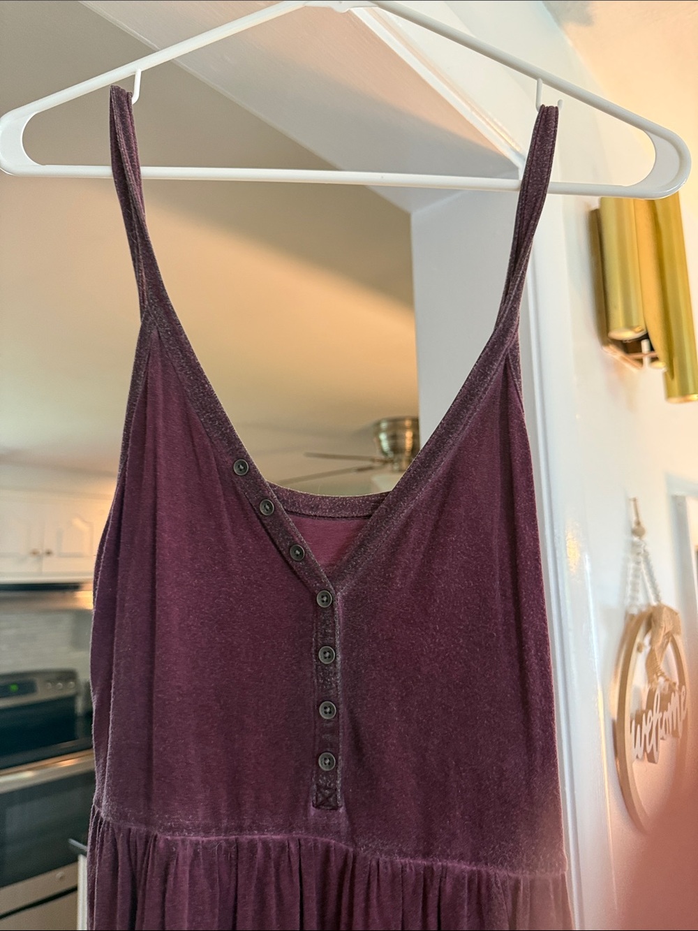 American Eagle Outfitters Plum Button-Front Tank Dress - Picture 4 of 5